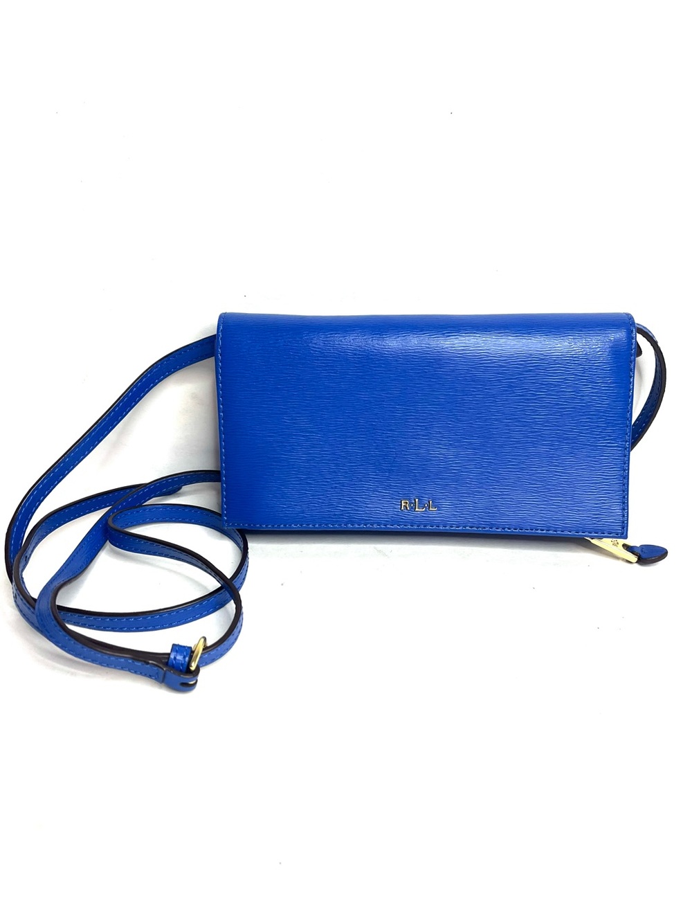 NWOT Lauren Ralph Lauren Vibrant Blue Leather Mini Crossbody